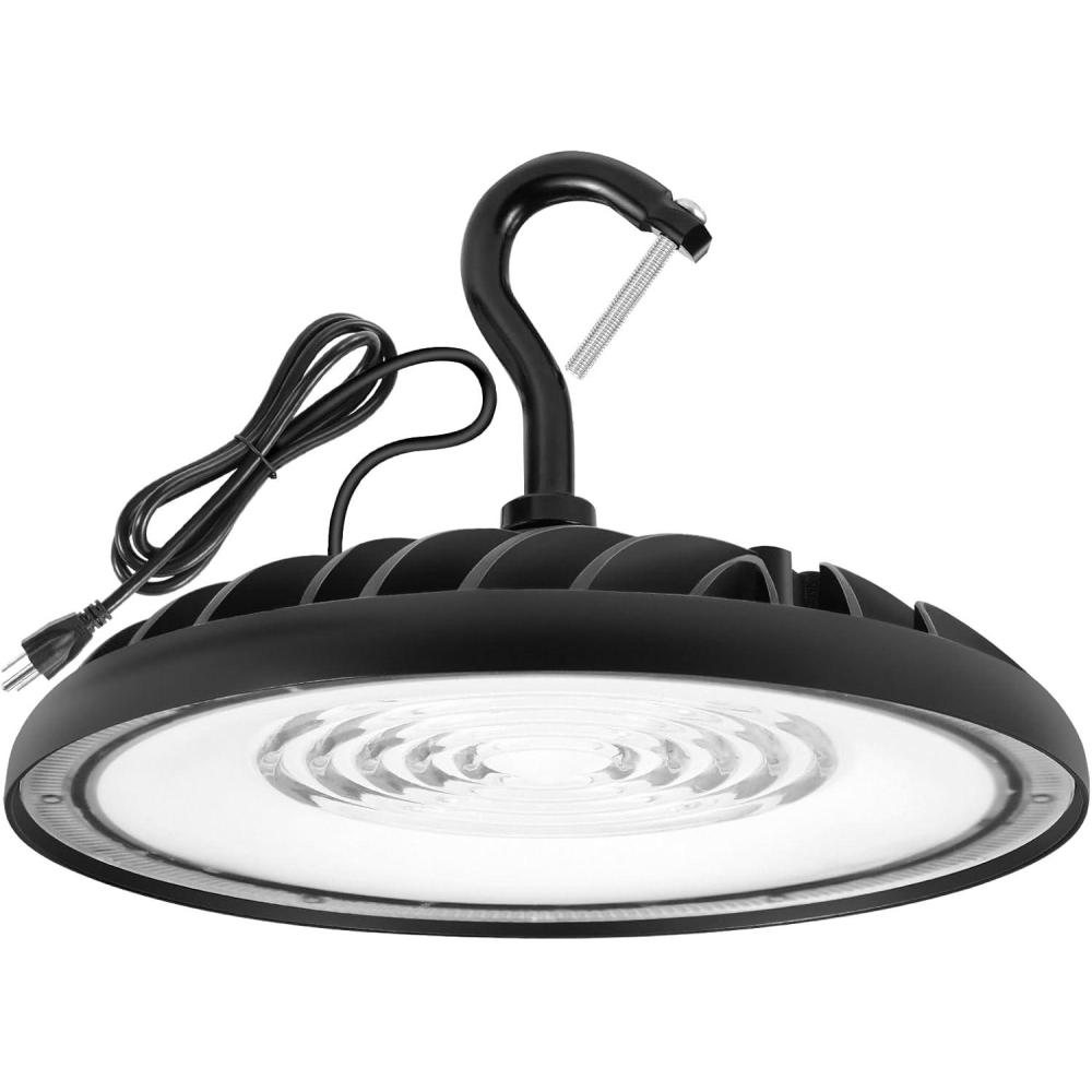 imageSylvania ValueLED UFO High Bay LED Luminaire 200W 22000 LMS 80 CRI 5000K Daylight Black 120V with 6 CordPlug UL Listed 1 Pack 66333150W