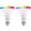 imageSYLVANIA Bluetooth Mesh LED Smart Light Bulb One Touch Set Up A19 60W Equivalent E26 RGBW Full Color ampamp Adjustable White Works with Alexa Only  2 Count Pack of 1 75760Full Color