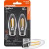 imageSYLVANIA LED TruWave Natural Series Candelabra Light Bulb 40W Soft White Medium Base Dimmable Clear Blunt Tip  2 Pack