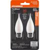 imageSYLVANIA LED TruWave Natural Series Dcor B10 Light Bulb 60W Equivalent Efficient 55W 500 Lumens Candelabra Base Dimmable Frosted 2700K Soft White  2 pack 40781Soft White