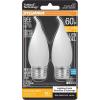 imageSYLVANIA LED TruWave Natural Series Dcor B10 Light Bulb 60W Equivalent Efficient 55W 500 Lumens Candelabra Base Dimmable Frosted 2700K Soft White  2 pack 40781White