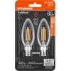 imageSYLVANIA LED TruWave Natural Series Dcor B10 Light Bulb 60W Equivalent Efficient 55W Candelabra Base Dimmable Clear 2700K Soft White  2 Pack 407962 Count Pack of 1