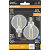 imageSYLVANIA LED TruWave Natural Series Dcor Globe G 165 Light Bulb 40W Equivalent Efficient 4W Candelabra Base Dimmable 350 Lumens 2700K Clear Soft White  2 Pack 40784Soft White