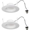imageSYLVANIA 56 LED Recessed Lighting Downlight with Trim 10W65W Dimmable 700 Lumens Soft White 2700K Wet Rated  UL  Energy Star  Pack of 2 6202856 Inch  2 Pack  Smooth Trim