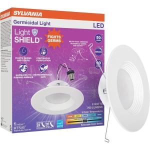 imageSYLVANIA 4 LED Recessed Lighting Downlight with Integrated Trim 8W50W Dimmable 550 Lumens White 3000K Wet Rated  UL  Energy Star  4 Pack 620275CCT in One 2700K3000K3500K4000K5000K  Germicidal