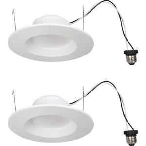 imageSYLVANIA 56 LED Recessed Lighting Downlight with Trim 10W65W Dimmable 700 Lumens Soft White 2700K Wet Rated  UL  Energy Star  Pack of 2 6202856 Inch  2 Pack  Smooth Trim
