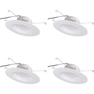 imageSYLVANIA 56 LED Recessed Lighting Downlight with Trim 85W65W Dimmable 725 Lumens White 3000K Wet Rated  UL  Energy Star  4 Pack 62024