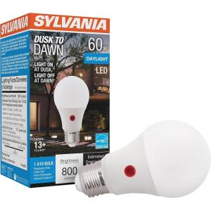 imageSYLVANIA Dusk to Dawn A21 LED Light Bulb with Auto OnOff Light Sensor 100W13W 1500 Lumens 5000K Daylight  6 Pack 41293Daylight
