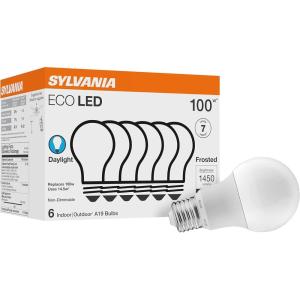 imageSYLVANIA ECO LED Light Bulb A19 60W Equivalent Efficient 9W 7 Year 750 Lumens 2700K NonDimmable Frosted Soft White  8 Count Pack of 1 40821Daylight