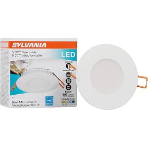 imageSYLVANIA LED 4quot Slim Microdisk Junction Box Recessed Downlight Kit 13W Dimmable 5 CCT Color Select 2700K  3000K  3500K  4000K  5000K 90 CRI  1 Pack 614045CCT in One 2700K3000K3500K4000K5000K