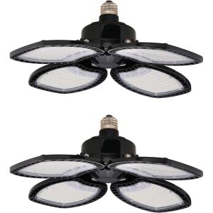 imageSYLVANIA LED Garage Retrofit Light 80W Ceiling Light Fixture for Garages  Workshops  Basements  Utility 9600 Lumens 6500K IP44 Rated  2 Pack 413612 Pack