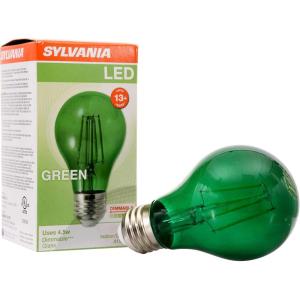 imageSYLVANIA LED Green Glass Filament A19 Light Bulb Efficient 45W 40W Equivalent Dimmable E26 Medium Base  1 Pack 40303Green