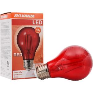 imageSYLVANIA LED Green Glass Filament A19 Light Bulb Efficient 45W 40W Equivalent Dimmable E26 Medium Base  1 Pack 40303Red