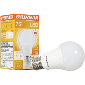 imageSYLVANIA LED Light Bulb 75W Equivalent A19 Efficient 12W Medium Base Frosted Finish 1100 Lumens Daylight  1 Pack 79293Soft White