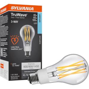 imageSYLVANIA LED TruWave Natural Series 3Way A21 Light Bulb 4060100W Equivalent Efficient 659135W Medium Base Clear 2700K Soft White  1 Pack 40769Daylight