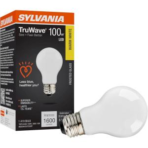 imageSYLVANIA LED TruWave Natural Series A19 Light Bulb 60W Equivalent Efficient 8W 800 Lumens Medium Base Dimmable Frosted 2700K Soft White  Pack of 6 40813Warm White