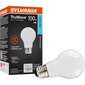 imageSYLVANIA LED TruWave Natural Series A19 Light Bulb 60W Equivalent Efficient 8W 800 Lumens Medium Base Dimmable Frosted 2700K Soft White  Pack of 6 40813Cool White