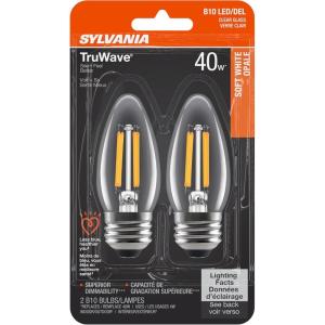 imageSYLVANIA LED TruWave Natural Series Candelabra Light Bulb 40W Soft White Medium Base Dimmable Clear Blunt Tip  2 Pack