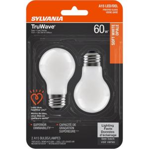 imageSYLVANIA LED TruWave Natural Series Ceiling Fan  Fixture Light Bulb 60W A15 Soft White Medium Base Dimmable Frosted  2 Pack2 Count Pack of 1