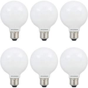 imageSYLVANIA LED TruWave Natural Series Globe G25 Light Bulb 40W Equivalent Efficient 45W 350 Lumens Dimmable Frosted 2700K Soft White  6 Pack 40887Daylight