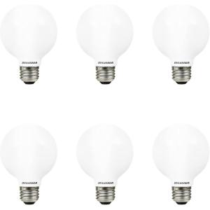imageSYLVANIA LED TruWave Natural Series Globe G25 Light Bulb 40W Equivalent Efficient 45W 350 Lumens Dimmable Frosted 2700K Soft White  6 Pack 40887Soft White