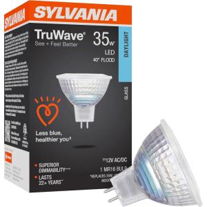 imageSYLVANIA LED TruWave Natural Series MR16 Light Bulb 35W Equivalent Efficient 6W GU53 BiPin Base Dimmable 5000K Daylight  1 Pack 40929  Packaging May Vary 1 Count Pack of 1