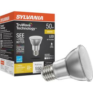 imageSYLVANIA LED TruWave Natural Series PAR20 Light Bulb 50W Equivalent Efficient 6W Medium Base Dimmable 3000K White  1 Pack 409201 Count Pack of 1