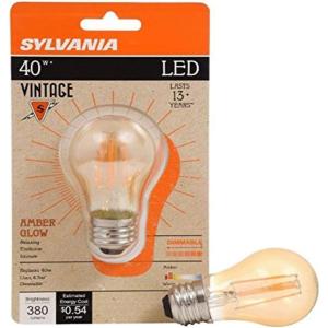 imageSYLVANIA LED Vintage Amber Glow A15 Light Bulb 40W Equivalent Efficient 45W Dimmable Medium Base  1 Pack 7534345 Watts