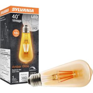 imageSYLVANIA LED Vintage Filament ST19 Light Bulb 40W Equivalent Efficient 45W 13 Year Dimmable 2175K Amber Glow  1 Pack 75351