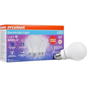 imageSYLVANIA LightSHIELD A19 Germicidal LED Light Bulb 85W60W 10 yr NonDimmable 800 lm 5000K Daylight  4 Pack 41068Daylight