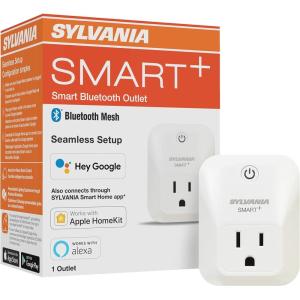 imageSYLVANIA SMART Bluetooth Mesh Outlet Simple Set Up Compatible with Alexa Apple HomeKit and Google Assistant 15 Amp Plug White No Hub Required ETLFCC Listed  1 Pack 78121