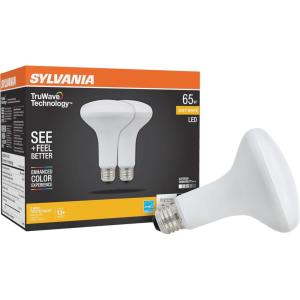 imageSYLVANIA TruWave Natural Series BR30 LED Light Bulb 65W  7W Dimmable Medium Base 650 Lumes Frosted 2700K Soft White  12 Pack 40586 DaylightSoft White