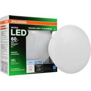 imageSYLVANIA Ultra LED Porcelain Ceiling Light Fixture 60W  9W Energy Star NonDimmable Medium Base 4000K Cool White  1 Pack 75081Cool White