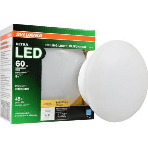 imageSYLVANIA Ultra LED Porcelain Ceiling Light Fixture 60W  9W Energy Star NonDimmable Medium Base 4000K Cool White  1 Pack 75081Soft White
