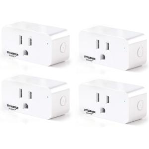 imageSYLVANIA Wifi Smart Plug Voice Control Compatible with Alexa and Google Home Timer OnOff White  4 Pack 75703