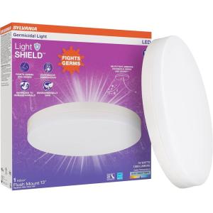 imageSylvania 13quot Flush Mount Light Fixture with LightSHIELD Technology Germicidal 18W100W 1260 Lumens Dimmable 90 CRI 3500K Bright White White 757491 Count Pack of 1