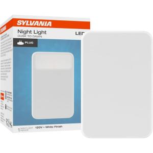 imageSylvania LED Night Light with Plug Dusk to Dawn Sensor Warm White 3000K Dimmable Indoor 80 CRI UL Listed White Finish  2 Pack 60902