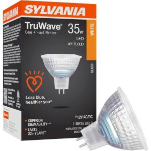 imageSylvania LED TruWave Natural Series MR16 Light Bulb 35W Equivalent Efficient 6W GU53 BiPin Base Dimmable 3000K White  1 Pack 40928Daylight