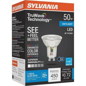 imageSylvania LED TruWave Natural Series PAR16 Light Bulb 50W Equivalent Efficient 6W GU10 BiPin Base Dimmable 5000K Daylight  1 Pack 409331 Count Pack of 1