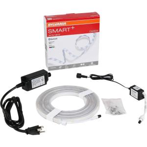 imageSylvania Smart 164 ft Bluetooth Mesh LED Flex Light Strip Outdoor Starter Kit for AlexaGoogleApple HomeKit RGBTW Full Color Dimmable Accessories Included Outdoor Rated  1 Pack 75777