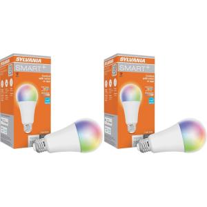 imageSylvania WiFi LED Smart Light Bulb 145W Full Color and Tunable White A21 Dimmable for Alexa Siri Shortcuts and Google Home Only  1 Pack 758061 Count Pack of 2