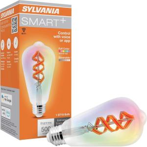 imageSylvania WiFi LED Smart ST19 Light Bulb 5W Efficient with Filament for AlexaGoogle Assistant Energy Star Clear 2700K Soft White  1 Pack 75799Full Color