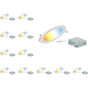 imageSYLVANIA 56 LED Slim MicroDisk Recessed Downlight with Trim 16W100W 5 CCT Selectable 2700K 3000K 3500K 4000K 5000K Dimmable Wet Rated  UL  Energy Star  12 Pack 62238