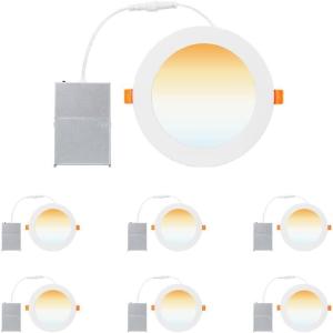 imageSylvania 6quot Slim Microdisk Downlight 12W 5 CCT Select 2700K  5000K Recessed Lighting 1000 LMS 90 CRI Dimmable WetRated White  6 Pack 611905CCT in One 2700K3000K3500K4000K5000K