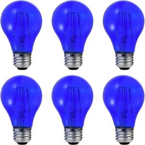 imageSylvania LED Red Glass Filament A19 Light Bulb Efficient 45W 40W Equivalent Dimmable E26 Medium Base  6 Pack 41740Blue
