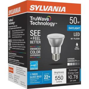 imageSylvania LED TruWave Natural Series PAR20 Light Bulb 50W Equivalent Efficient 6W Medium Base Dimmable 5000K Daylight  1 Pack 40921 White1 Count Pack of 1