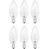 imageSYLVANIA Incandescent Double Life Light Bulb B10 25W Candelabra Base 175 Lumens 2850K Clear Soft White  6 Count Pack of 1 18748Clear Finish