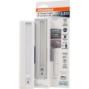 imageSYLVANIA 8quot Dusk to Dawn LED Battery Powered Closet Light with Motion Sensor 90 Lumens 4000K White Batteries Not Included  1 Pack 64997