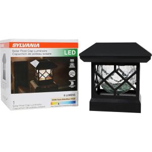 imageSylvania Solar Fence Top Mount Luminaire with Daylight Sensor LED and Battery Included 8 lm 3000K Warm White Black Finish  1 Pack 62411