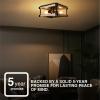 imageSylvania 13quot Flushmount Light Fixture with Night Light with 90 LMS 2Bulb Hardwire Indoor Faux WoodBlack Matte  1 Pack 63585